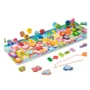Six-in-one magnetic fishing board, digital professional character, fruit, animal, traffic, magnetic matching, baby early education wooden toy Item Picture